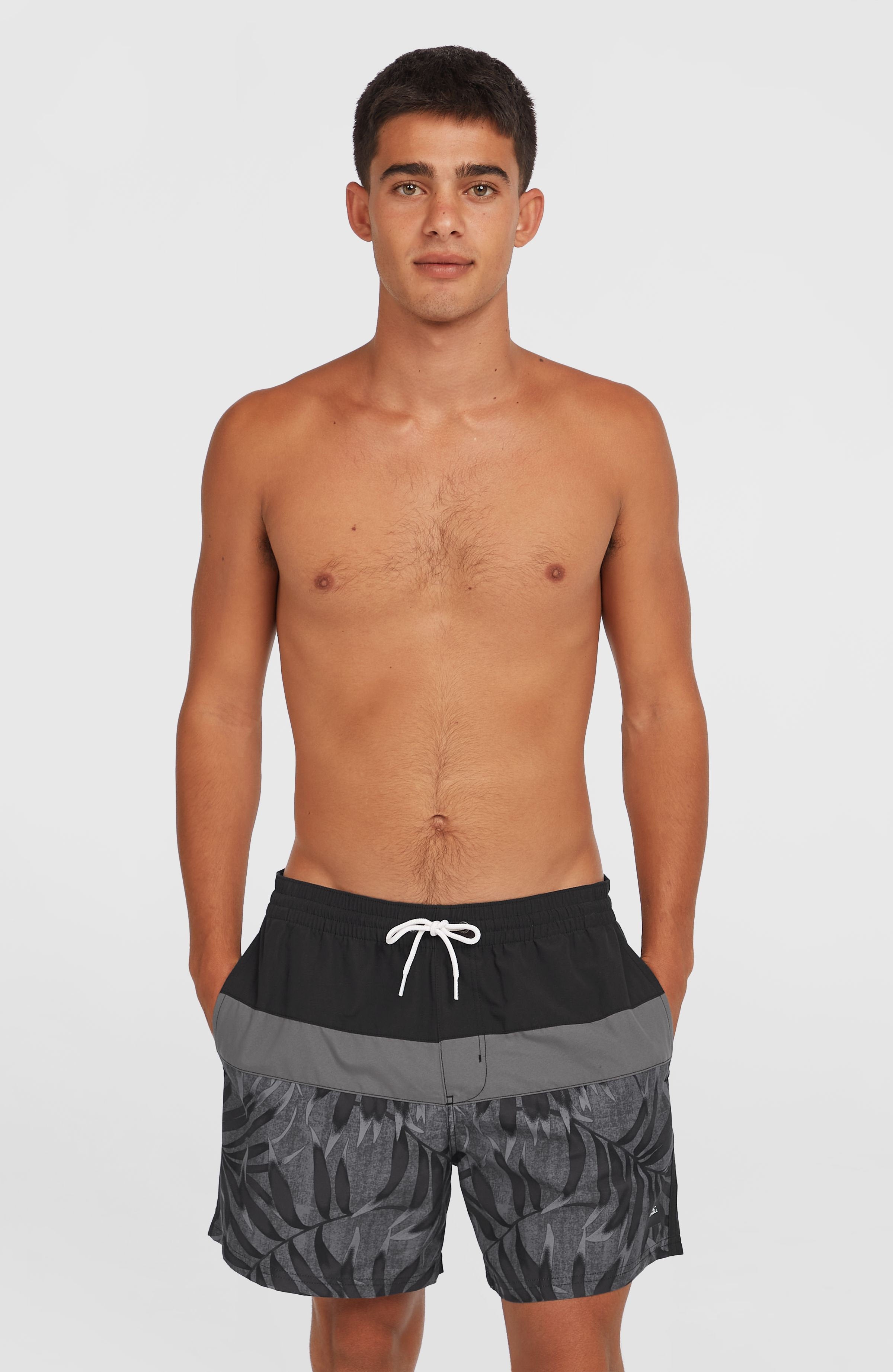 Cali Block 15'' Swim Shorts Black Dipped Leaves