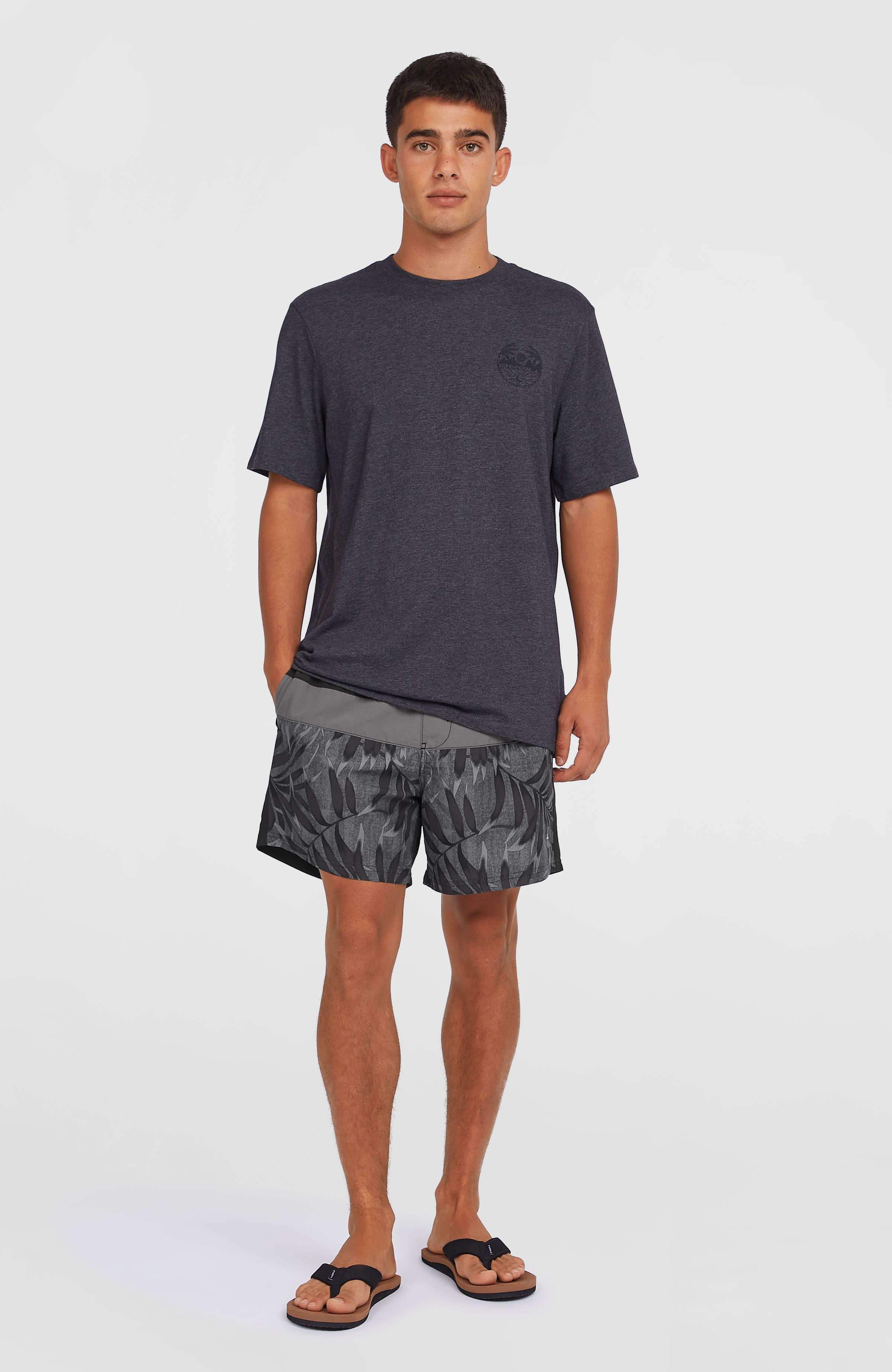 Cali Block 15'' Swim Shorts Black Dipped Leaves