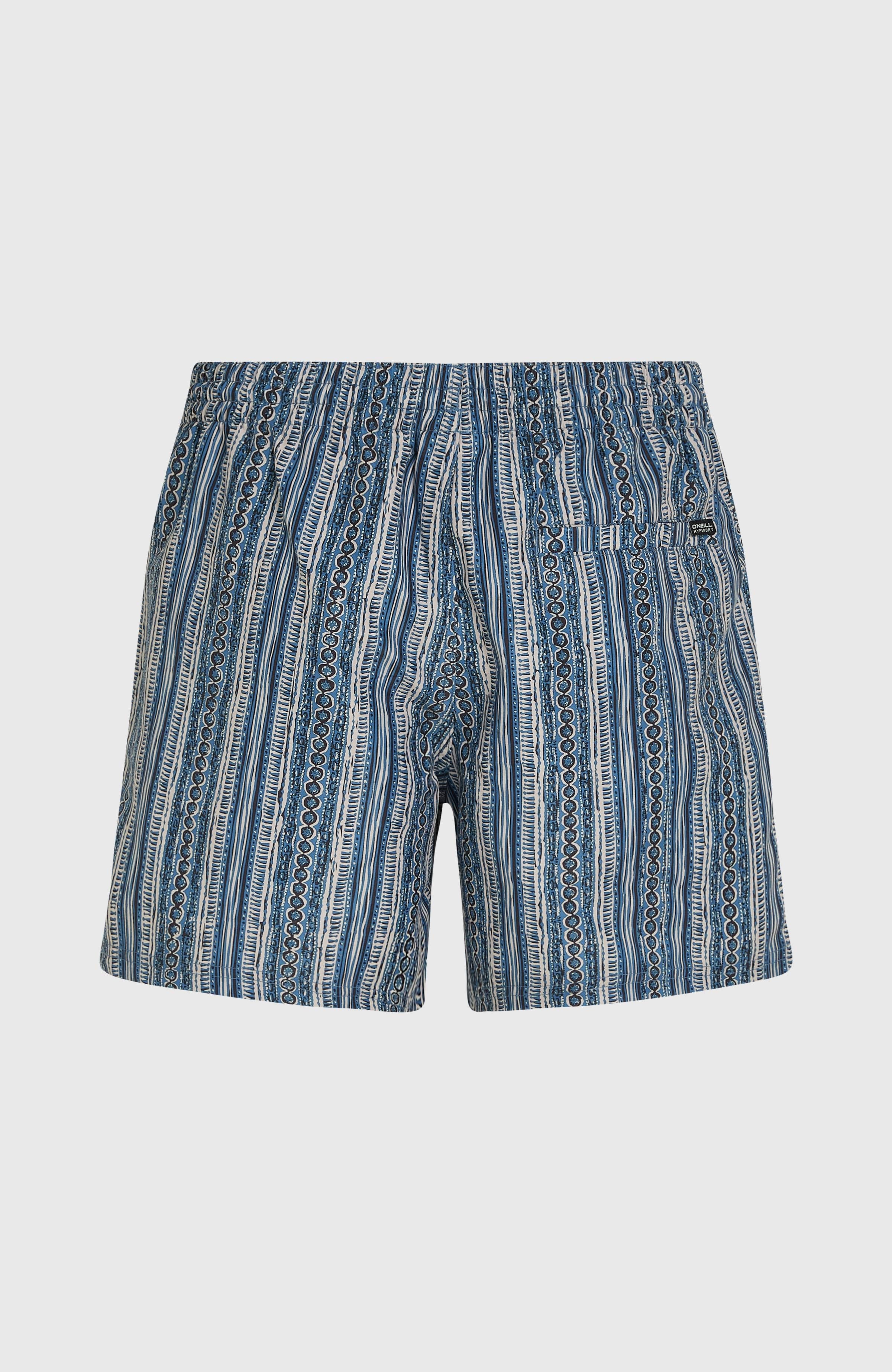 Cali Print 15'' Swim Shorts Blue Pressed Lines