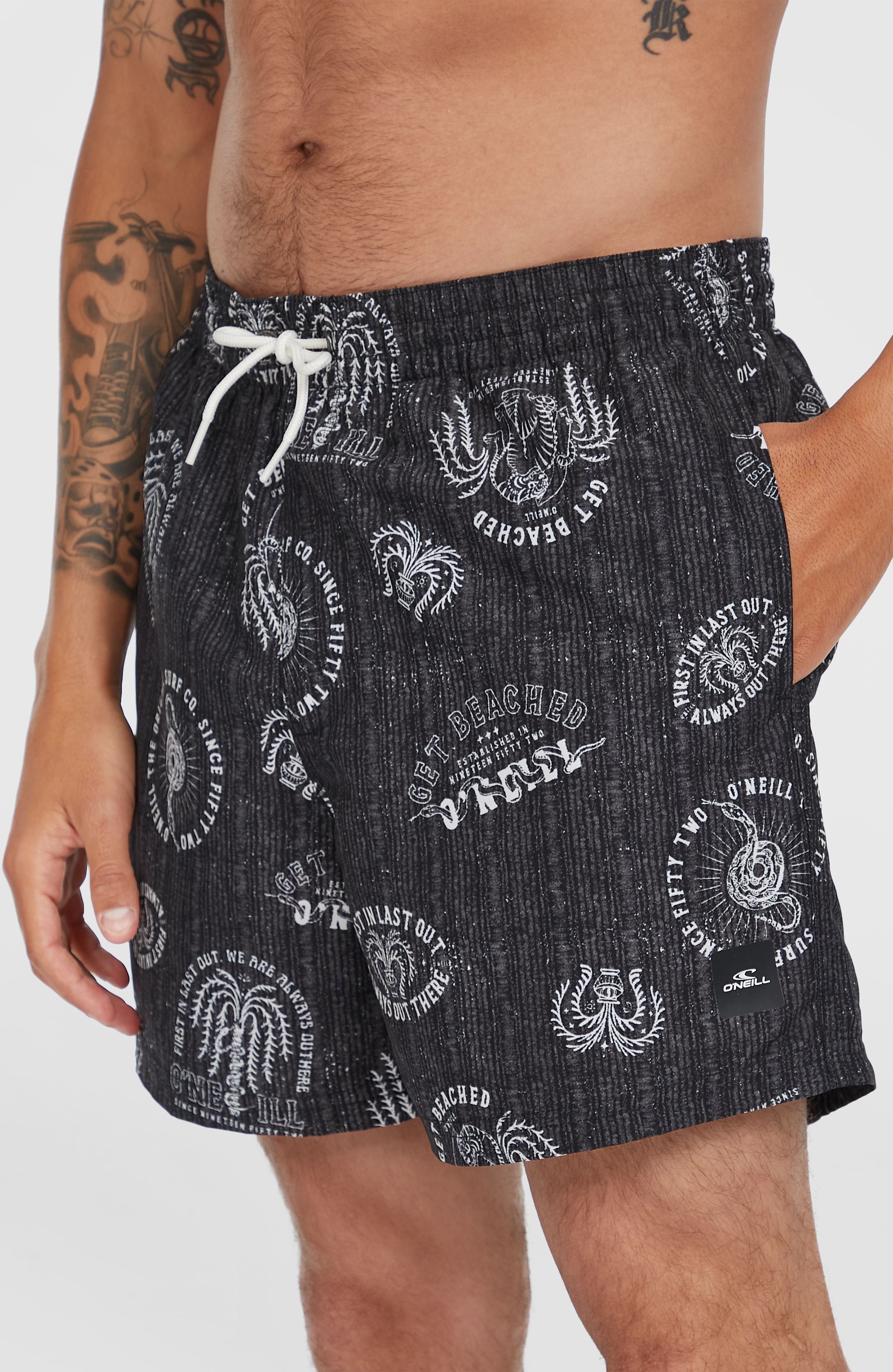 Cali Print 15'' Swim Shorts Black Mystical