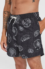 Cali Print 15'' Swim Shorts Black Mystical