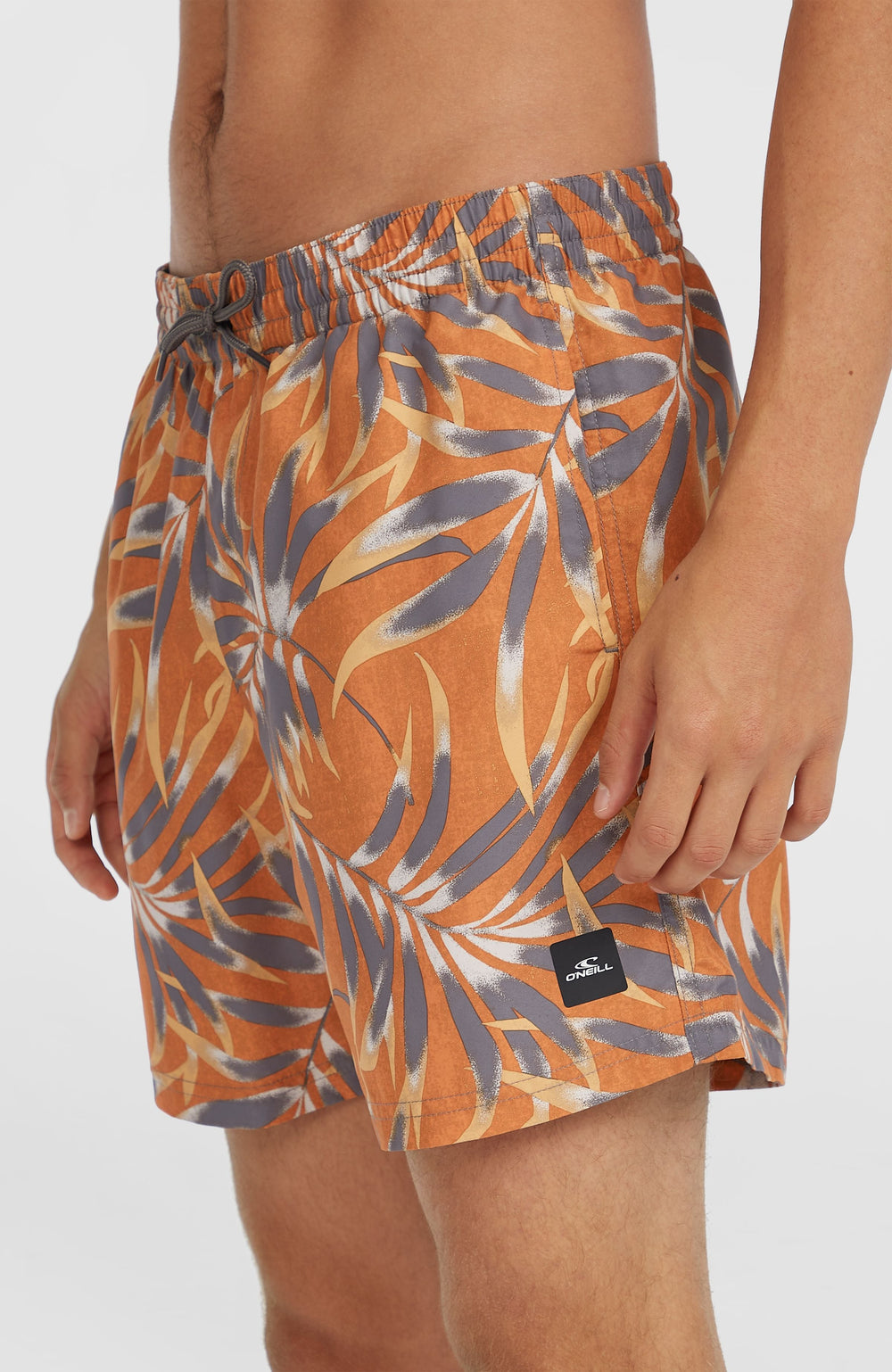 Cali Floral 16'' Swim Shorts Orange Dipped Leaves