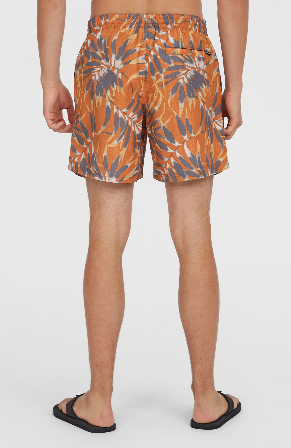 Cali Floral 16'' Swim Shorts Orange Dipped Leaves