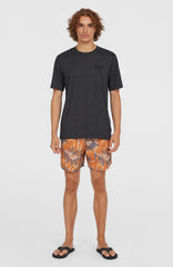 Cali Floral 16'' Swim Shorts Orange Dipped Leaves