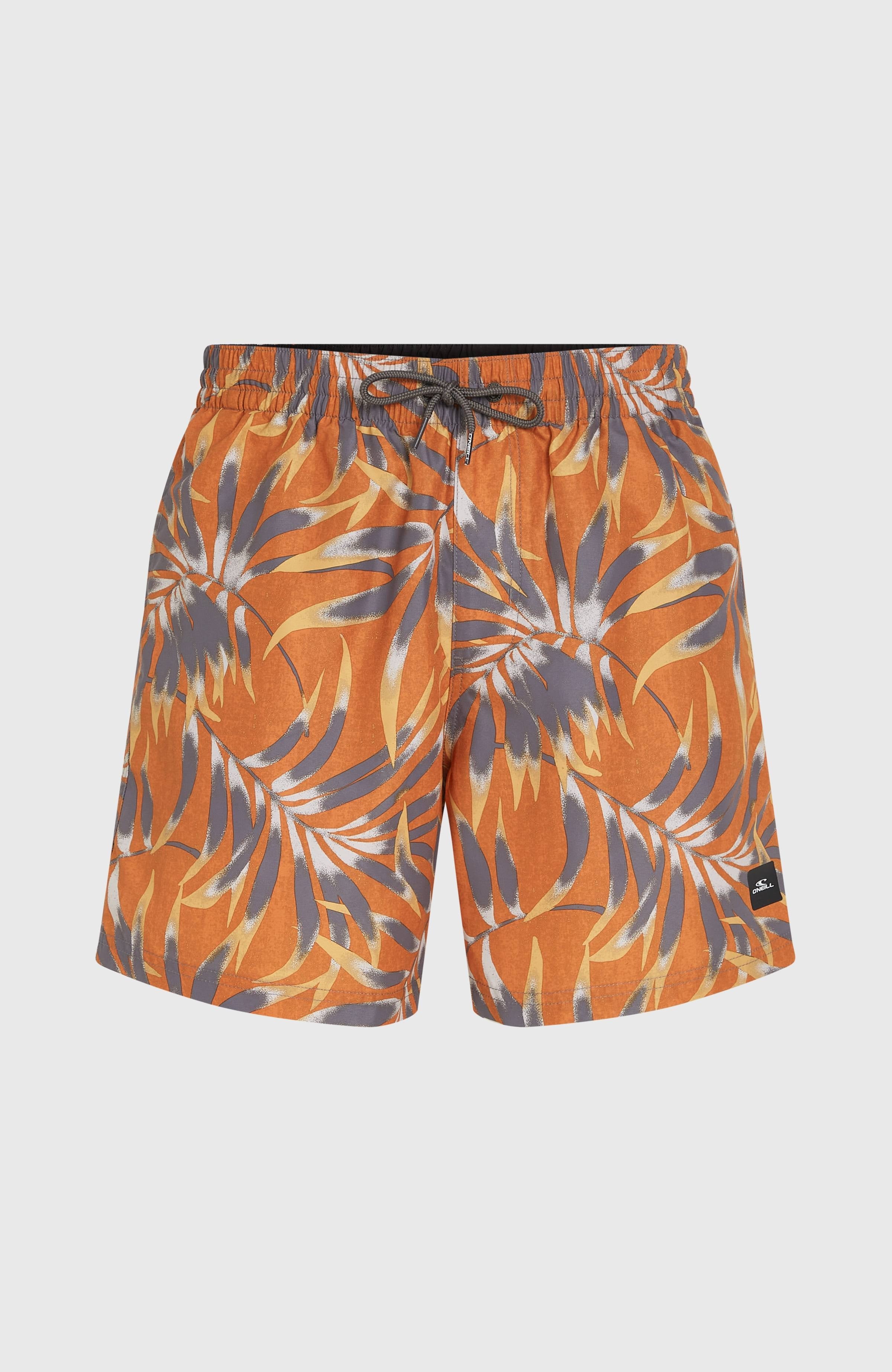 Cali Floral 16'' Swim Shorts Orange Dipped Leaves
