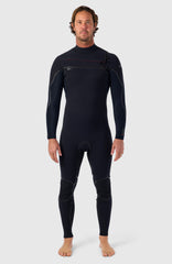 Hyperfreak Fire 3/2mm+ Chest Zip Full Wetsuit BLACK/BLACK