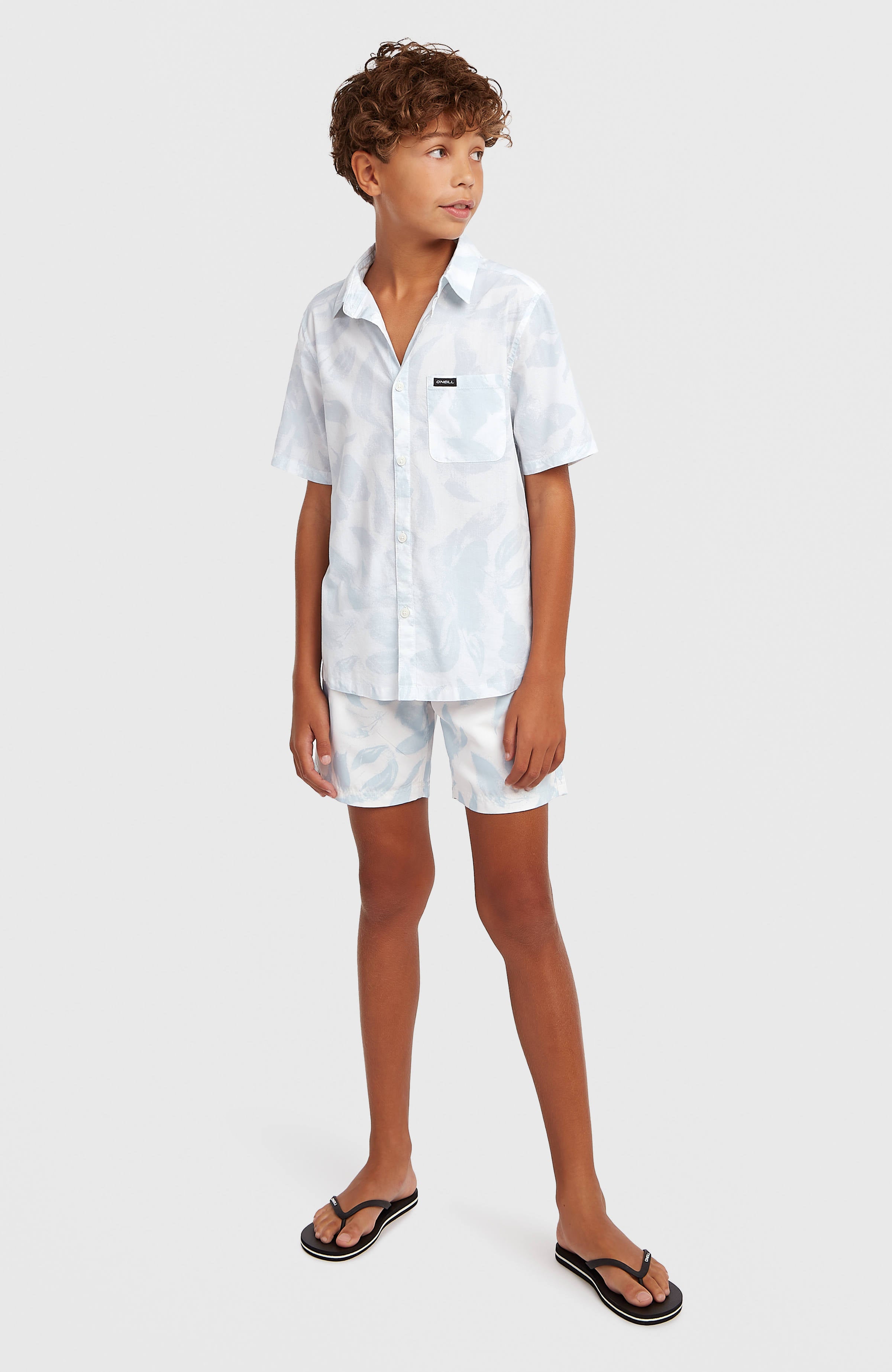 Print Shirt White Spray Flower