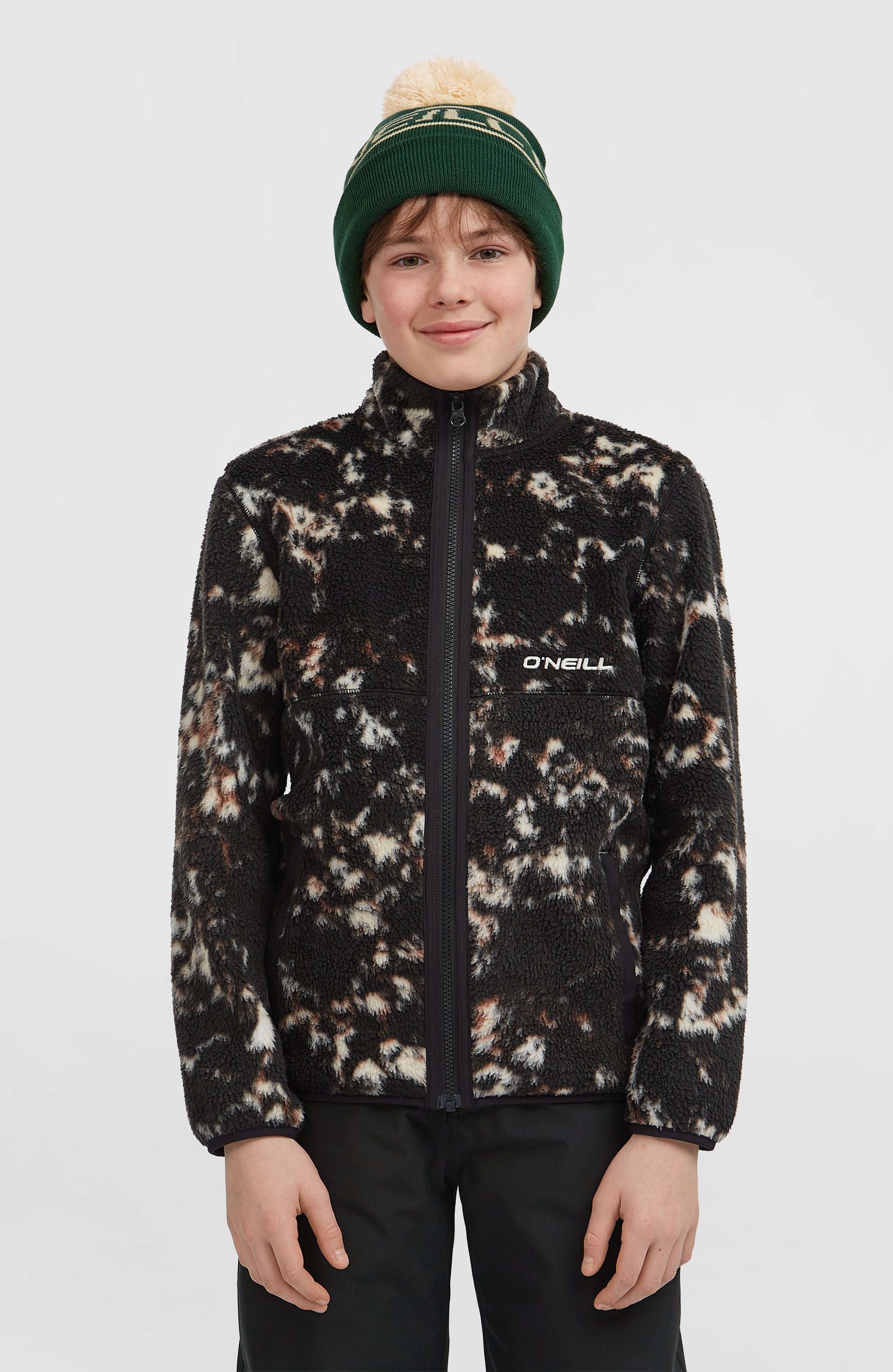 High-Pile Full-Zip Fleece Black/Beige Quarry