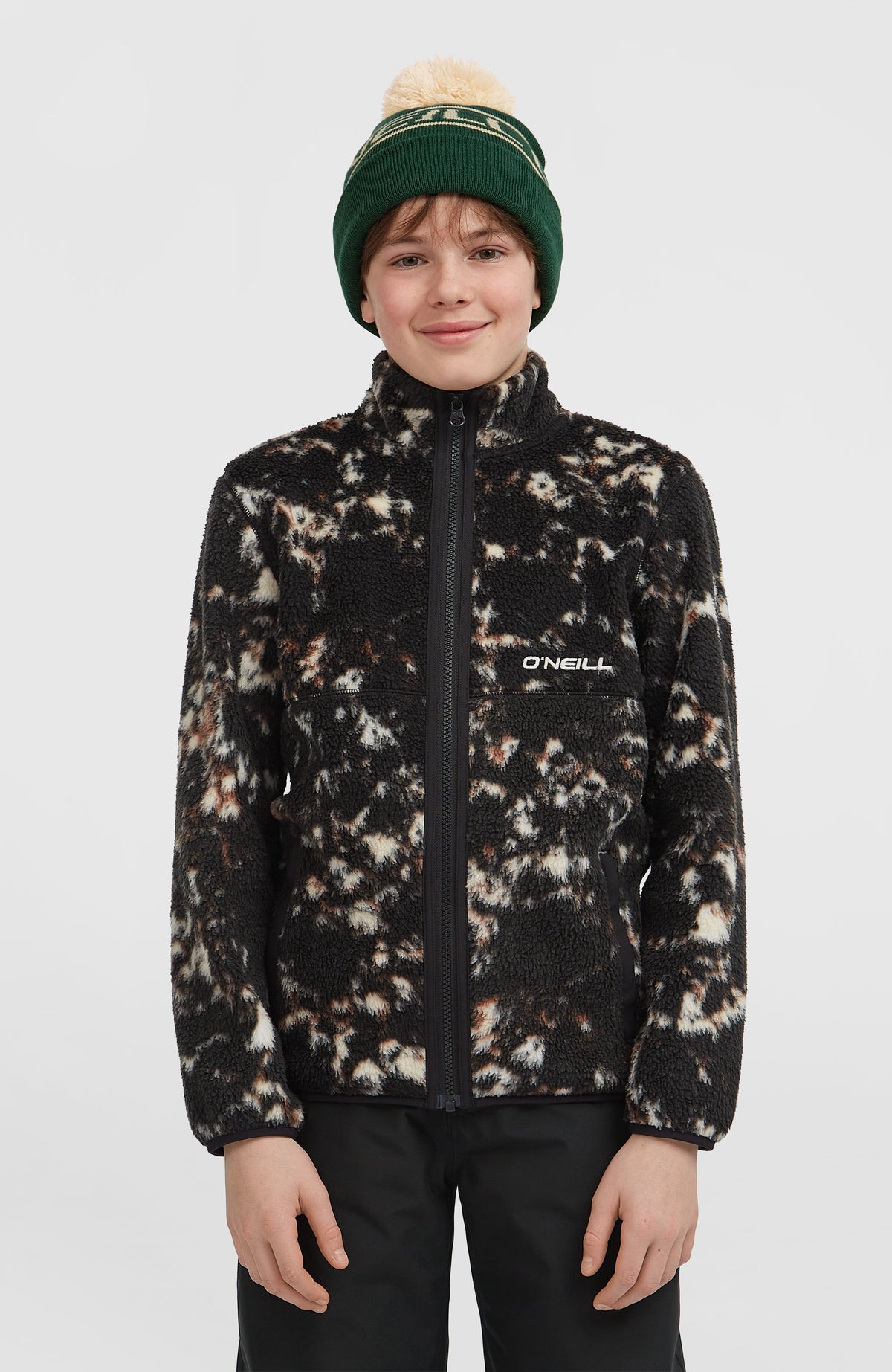 High-Pile Full-Zip Fleece Black/Beige Quarry