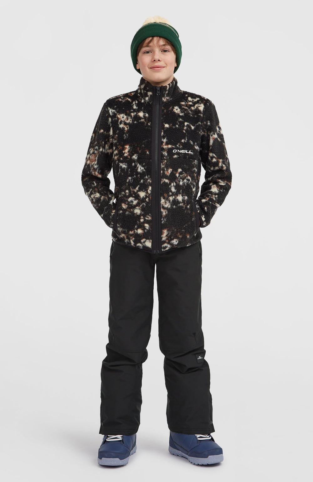 High-Pile Full-Zip Fleece Black/Beige Quarry