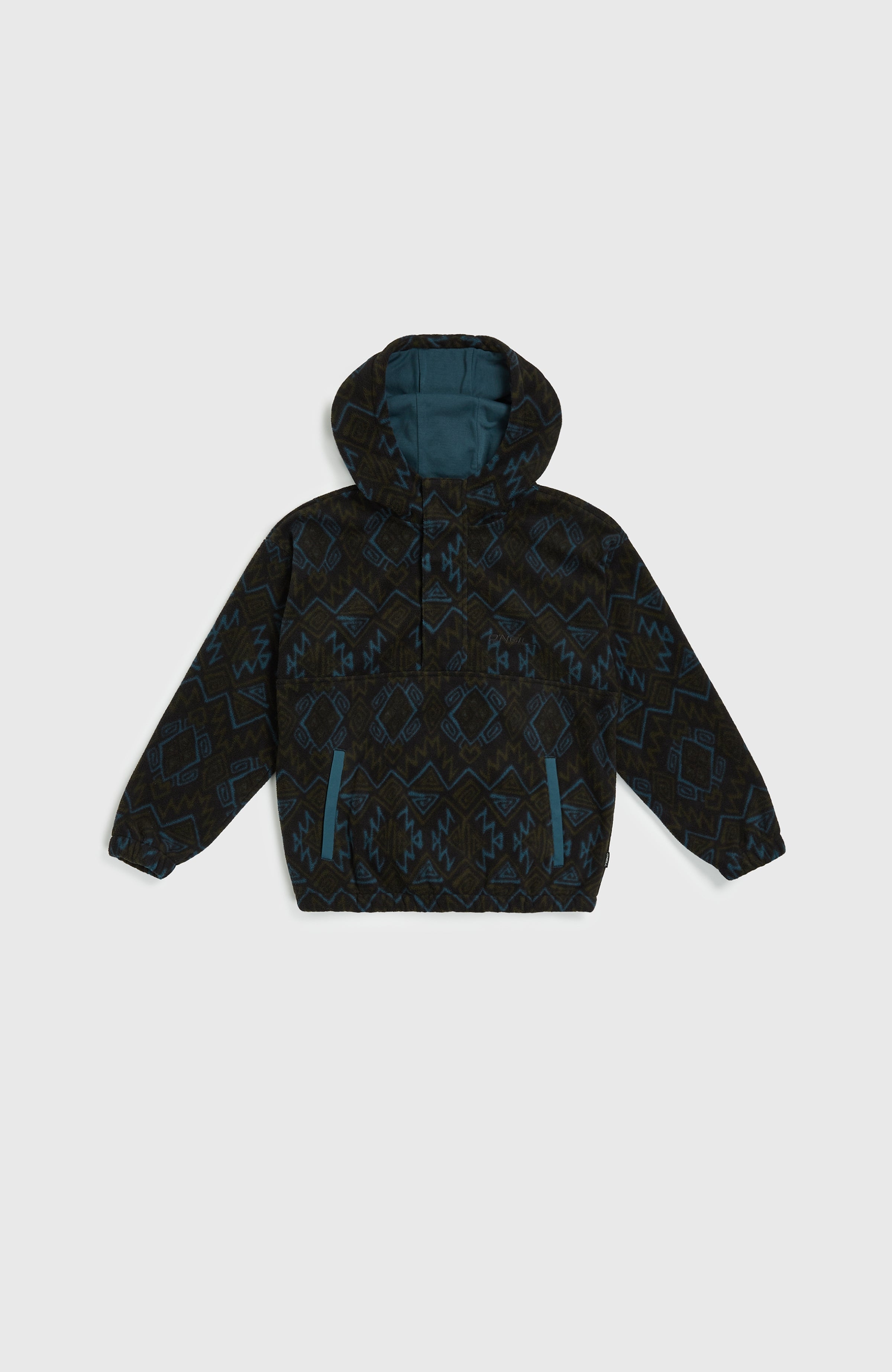 Superfleece Half-Zip Hoodie Black Retro Ikat