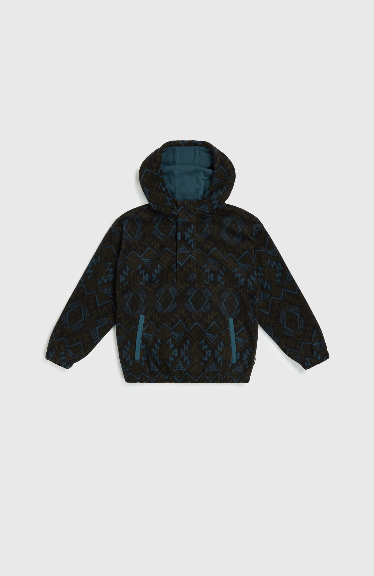 Superfleece Half-Zip Hoodie Black Retro Ikat