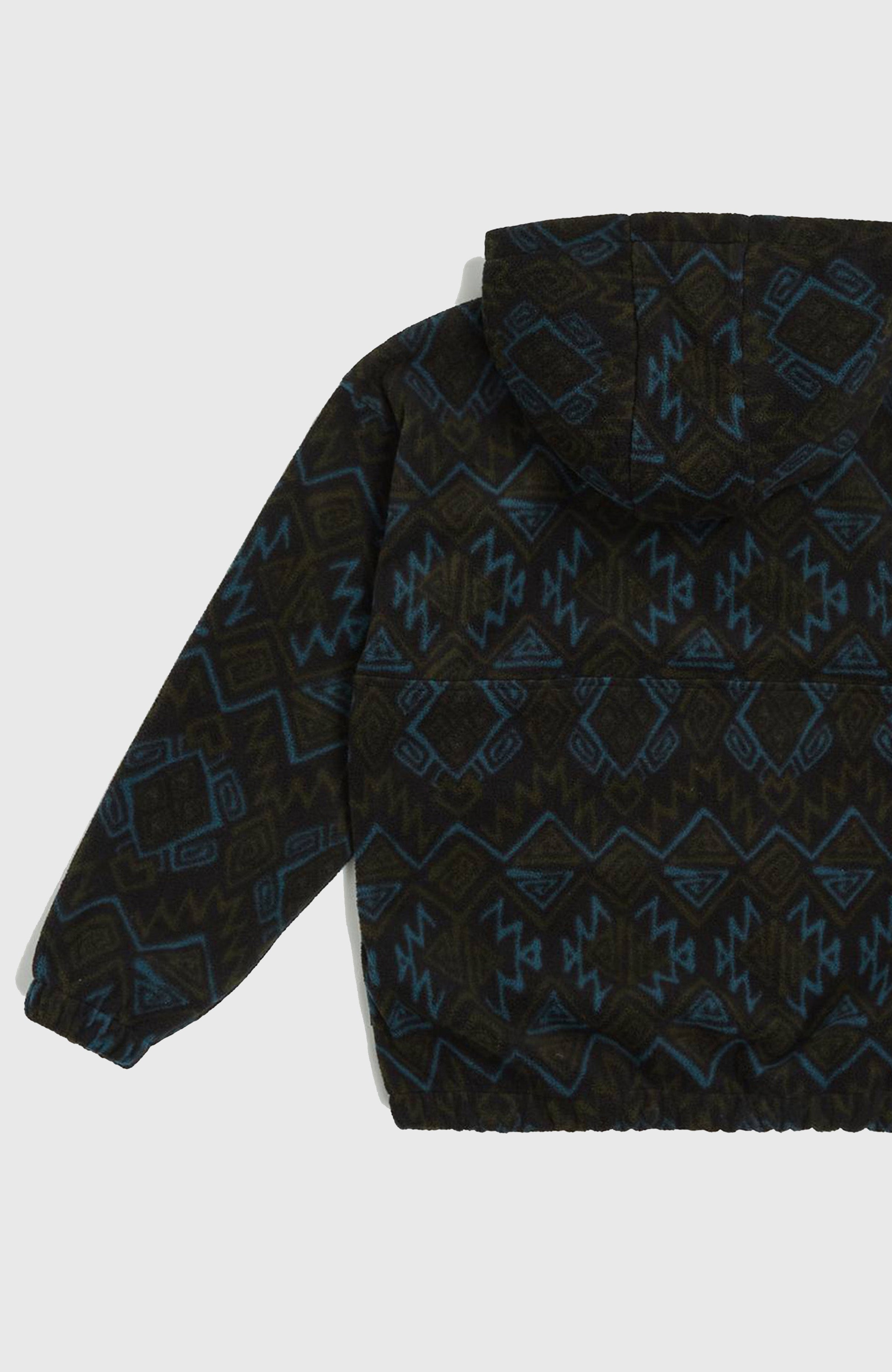 Superfleece Half-Zip Hoodie Black Retro Ikat