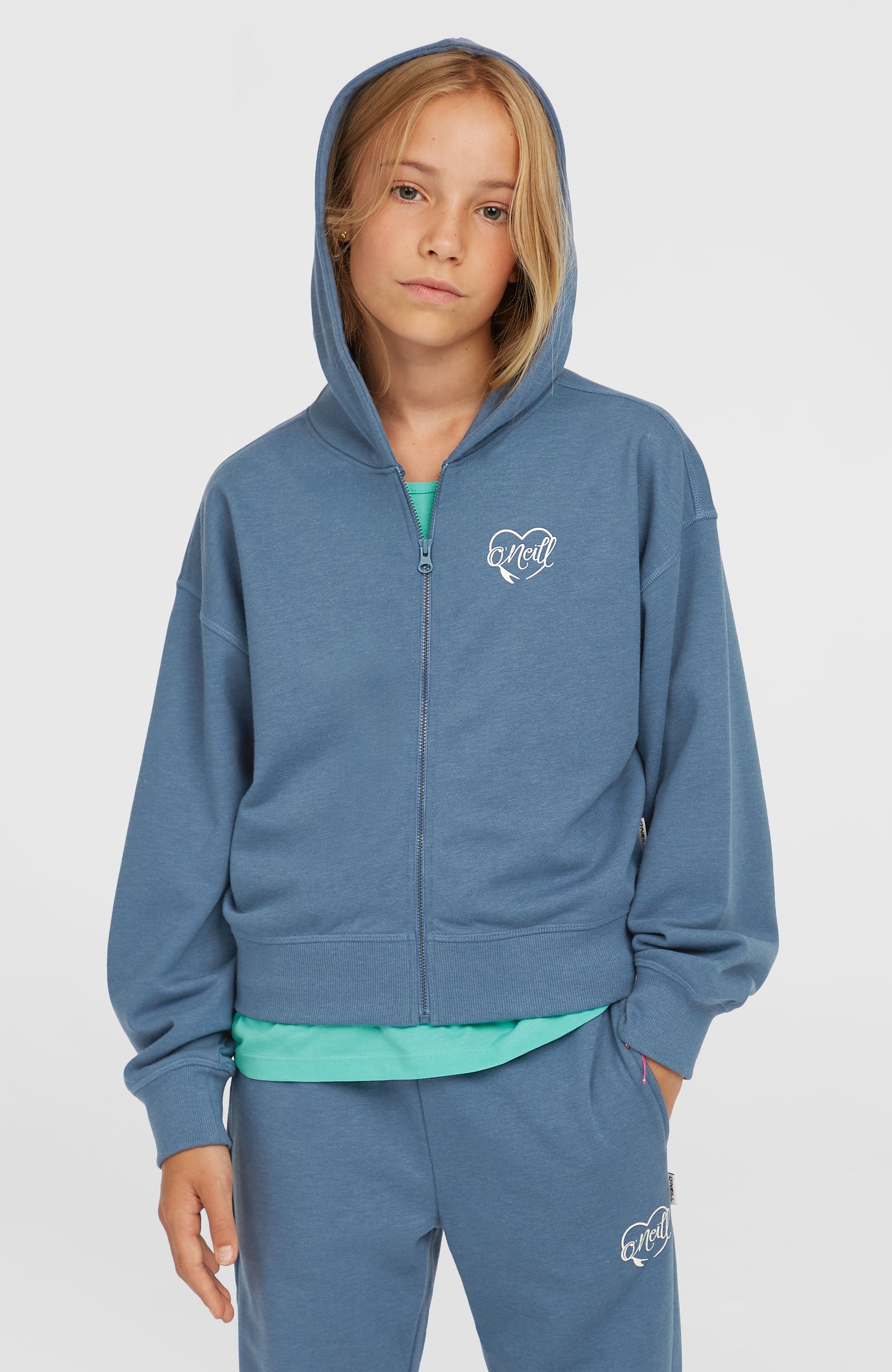 Script Falf-Zip Hoodie Copen Blue