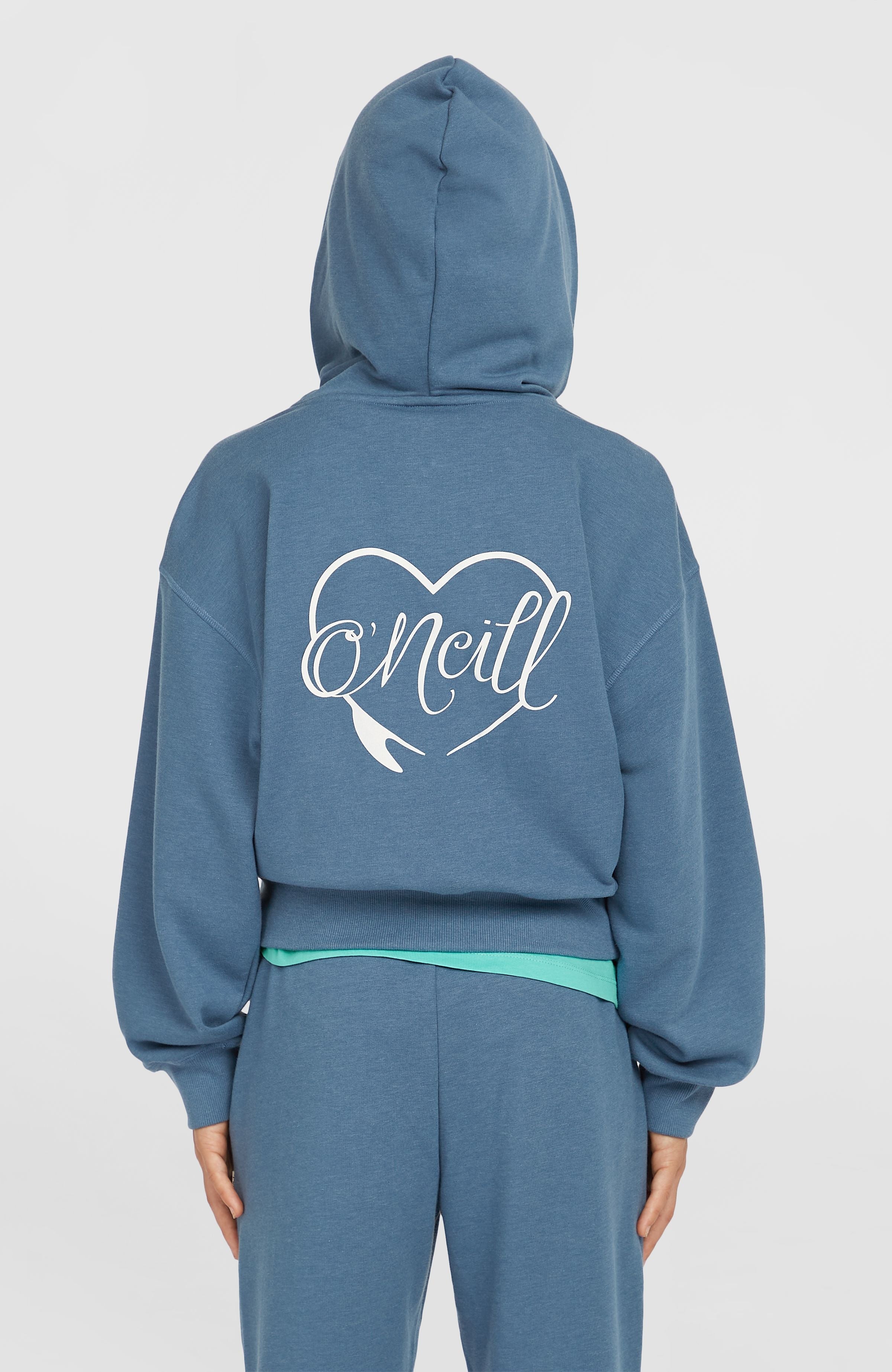 Script Falf-Zip Hoodie Copen Blue