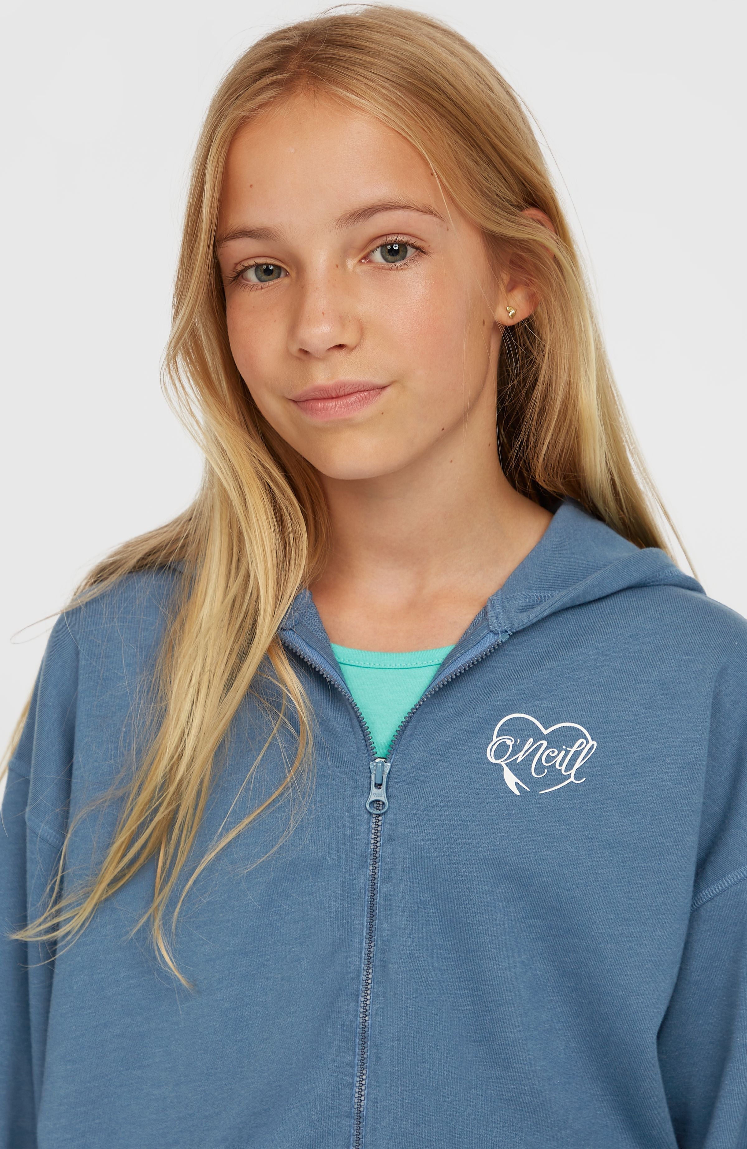 Script Falf-Zip Hoodie Copen Blue