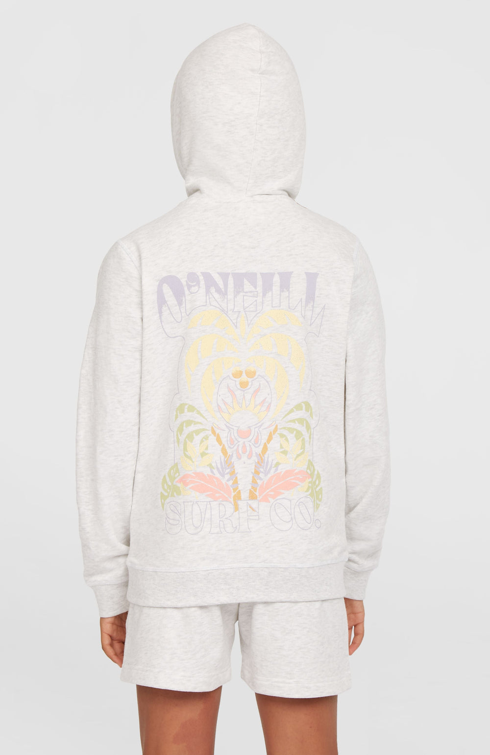 Back Print Hoodie White Melange