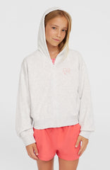Script Falf-Zip Hoodie White Melange
