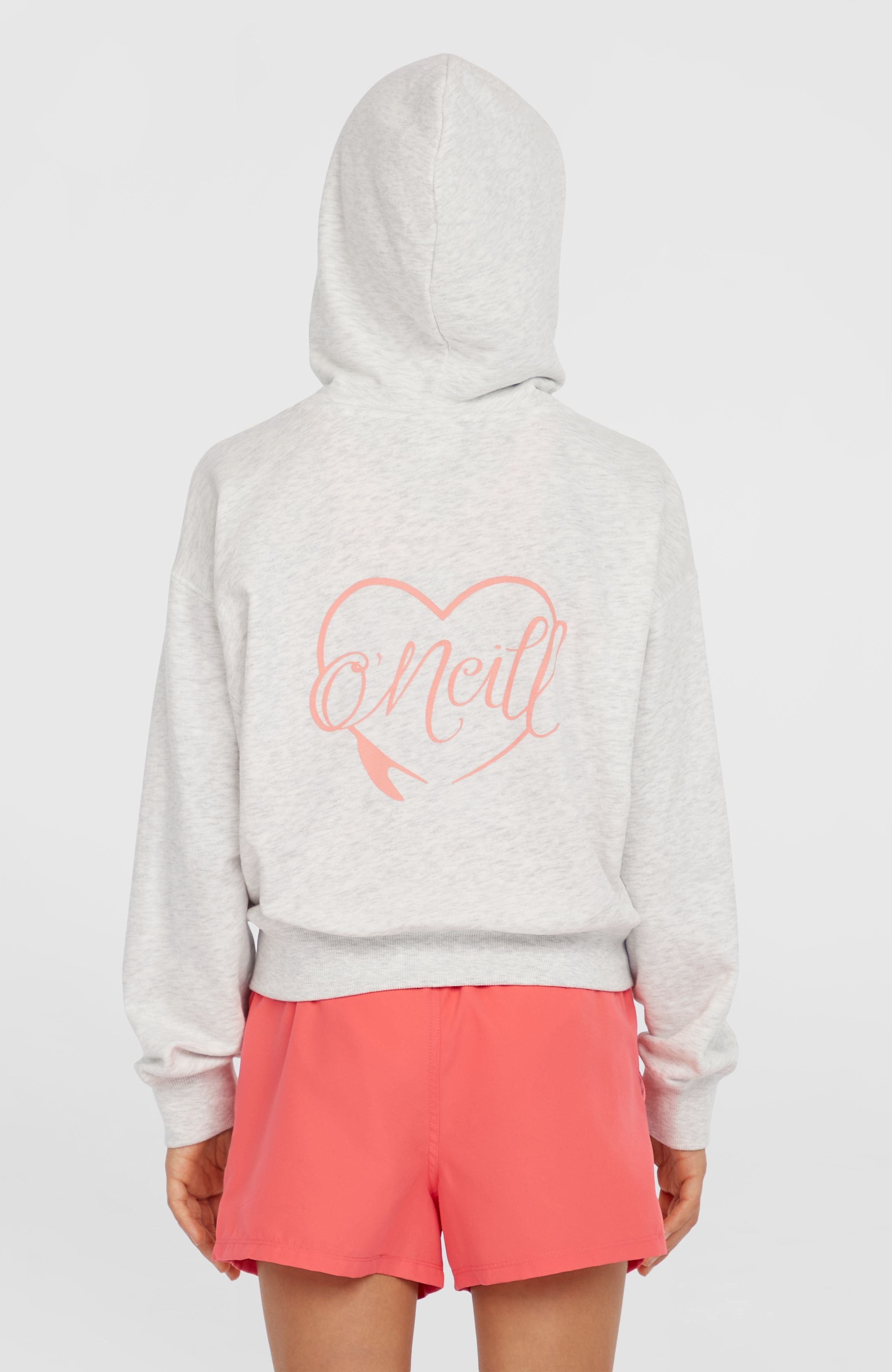 Script Falf-Zip Hoodie White Melange