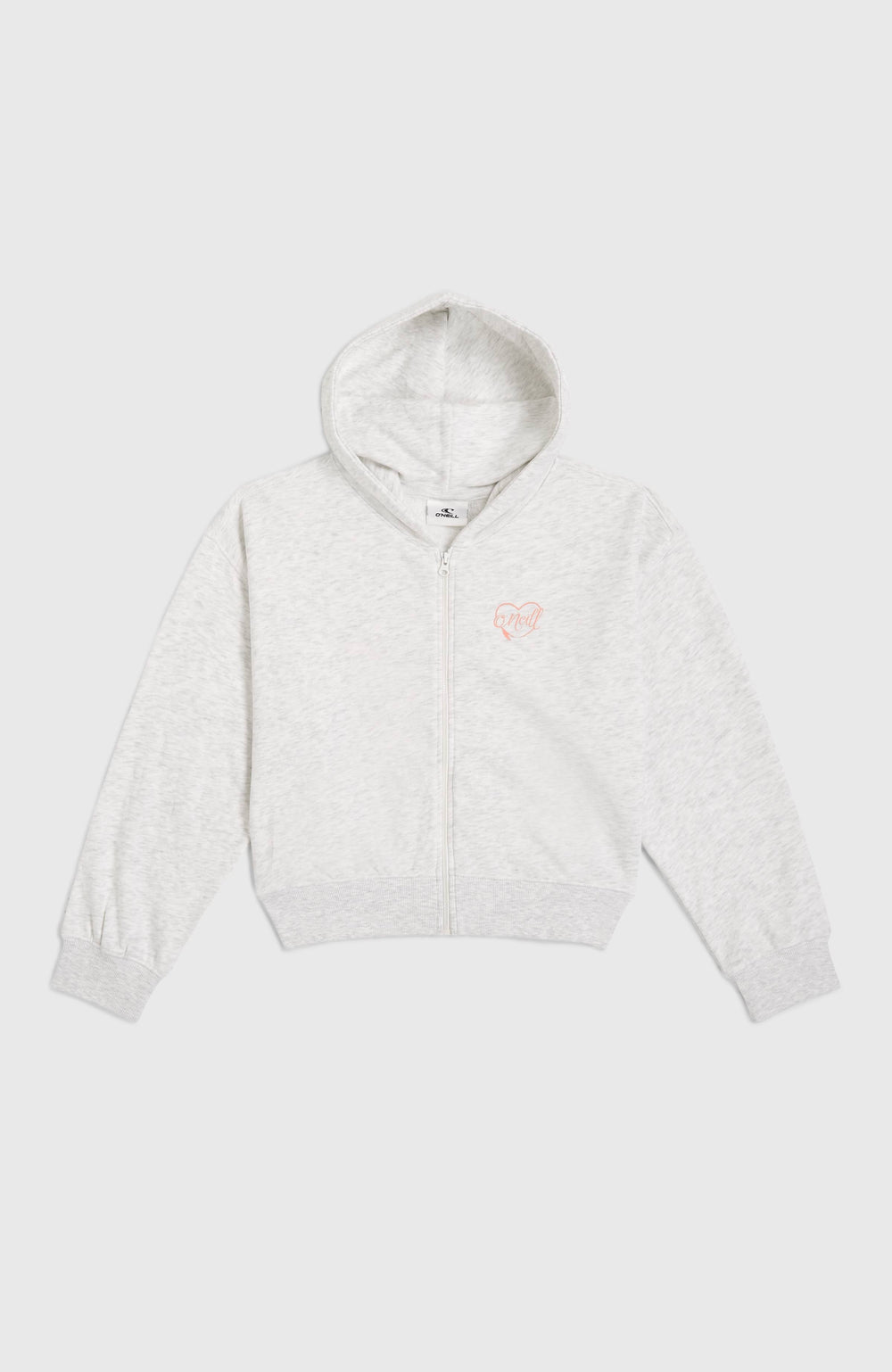 Script Falf-Zip Hoodie White Melange