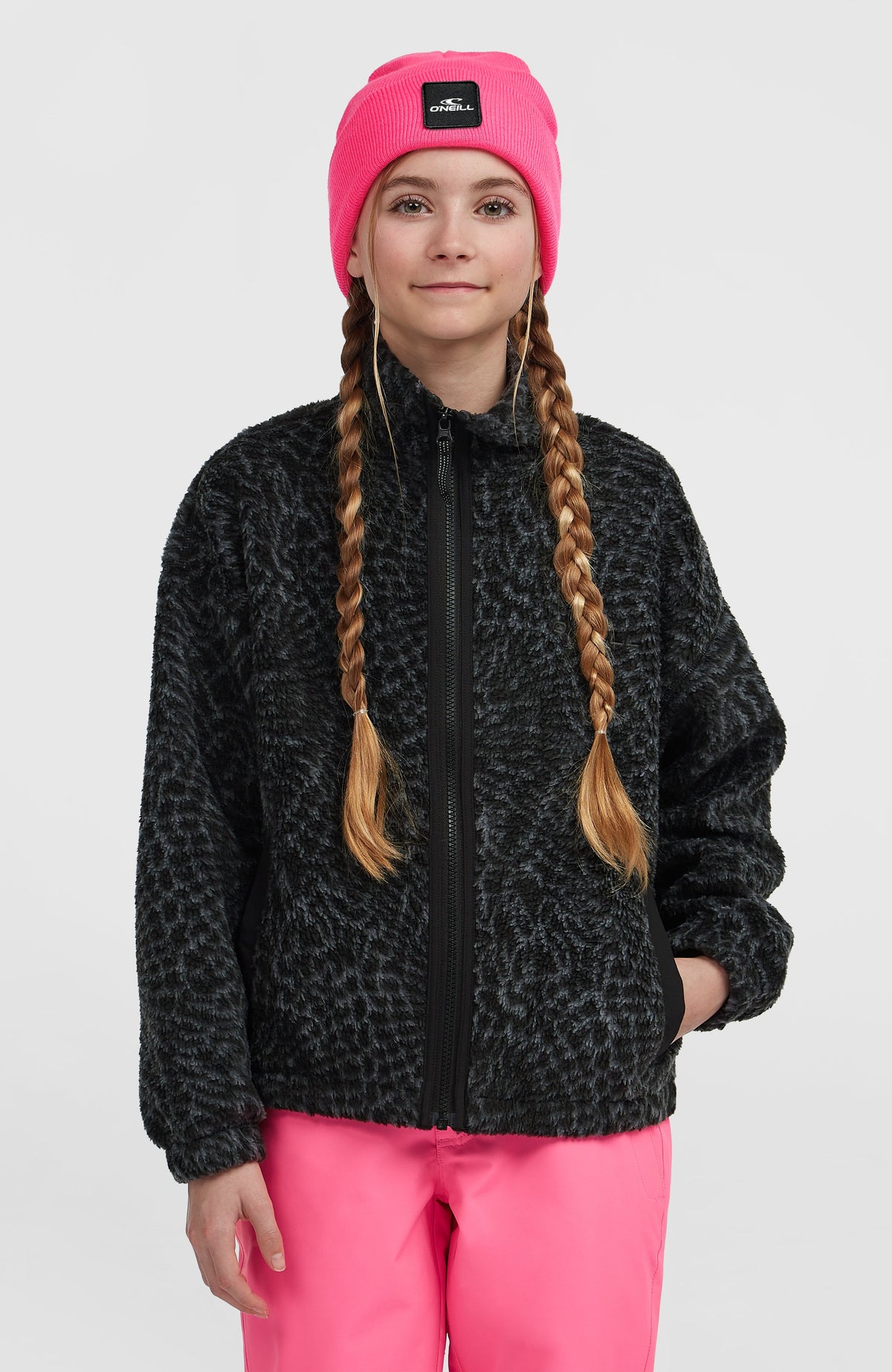 High-Pile Full-Zip Fleece Black Animalica