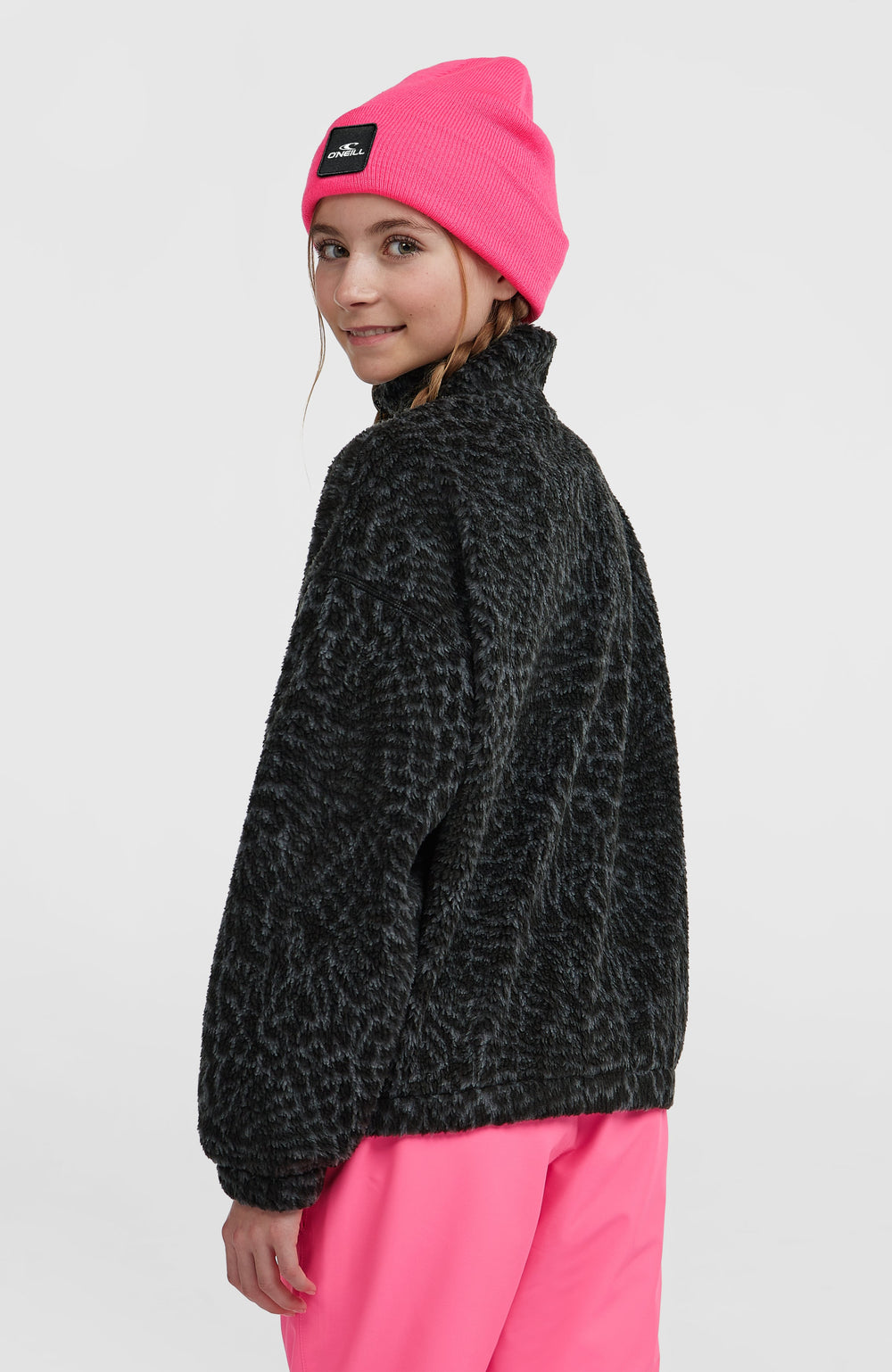 High-Pile Full-Zip Fleece Black Animalica