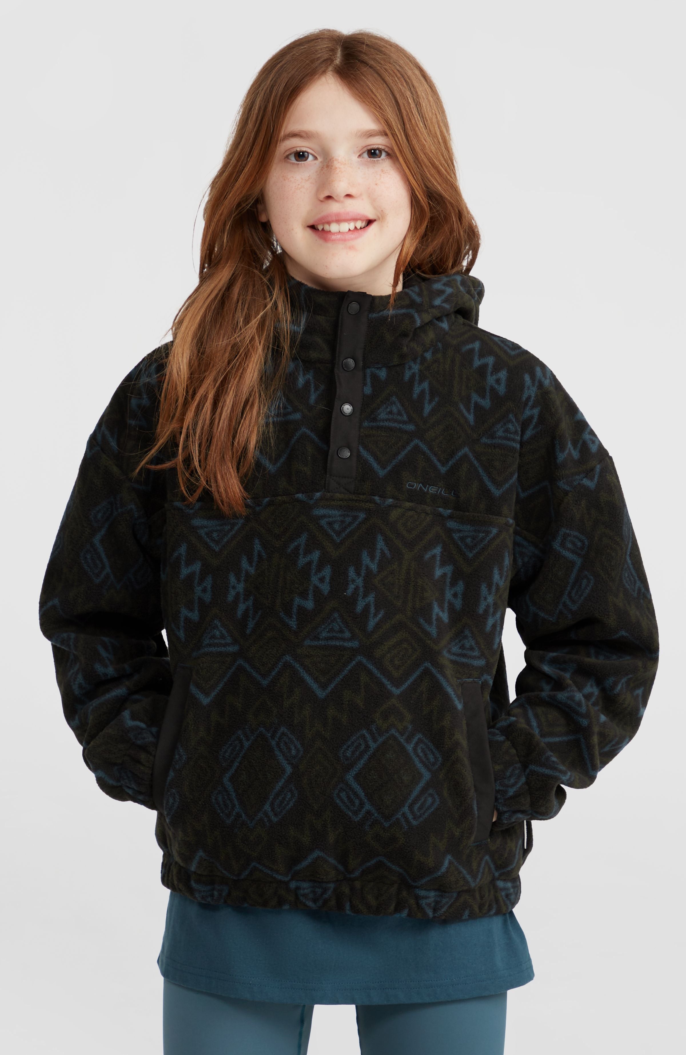 Superfleece Half-Zip Hoodie Black Retro Ikat