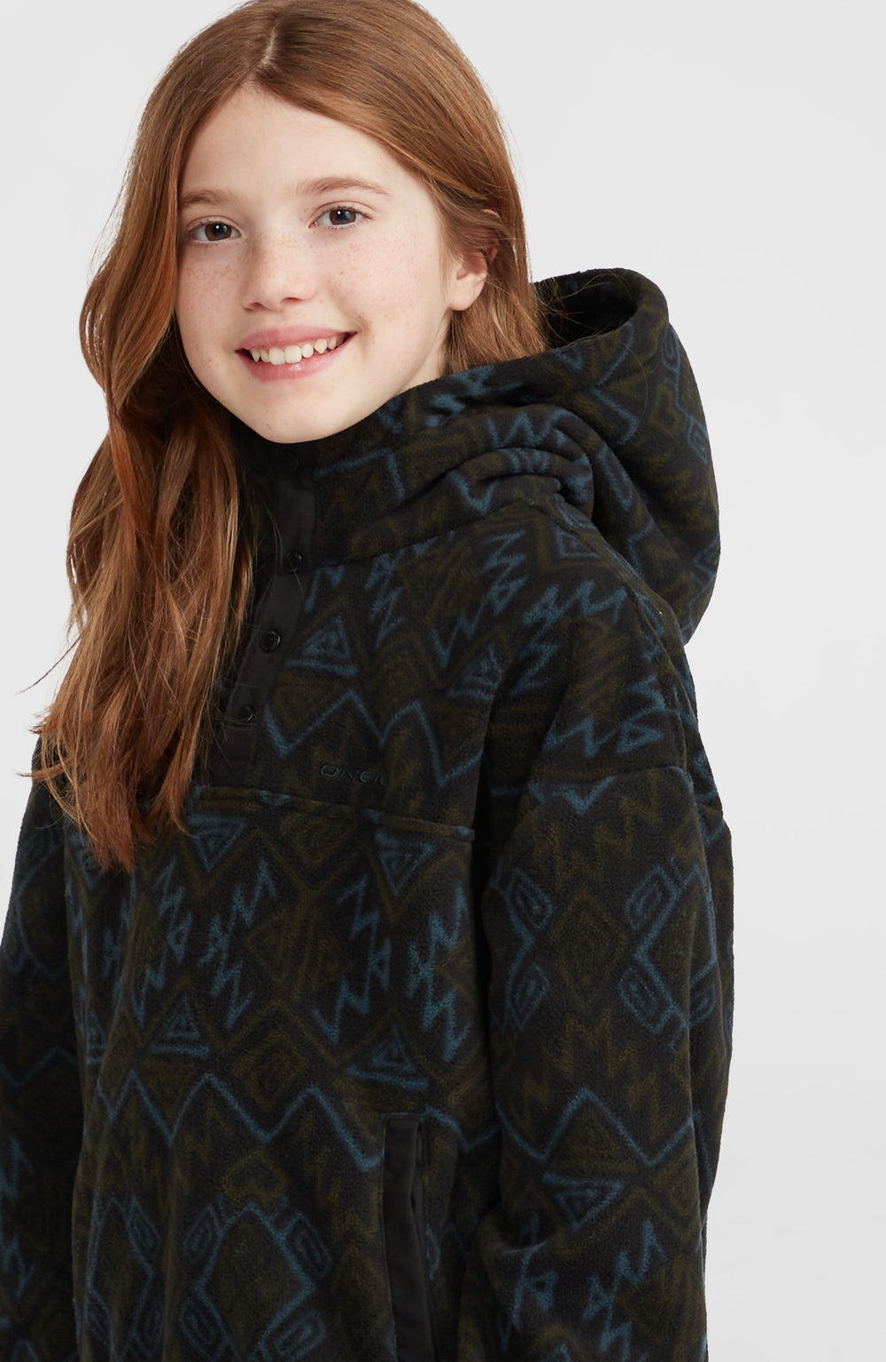 Superfleece Half-Zip Hoodie Black Retro Ikat