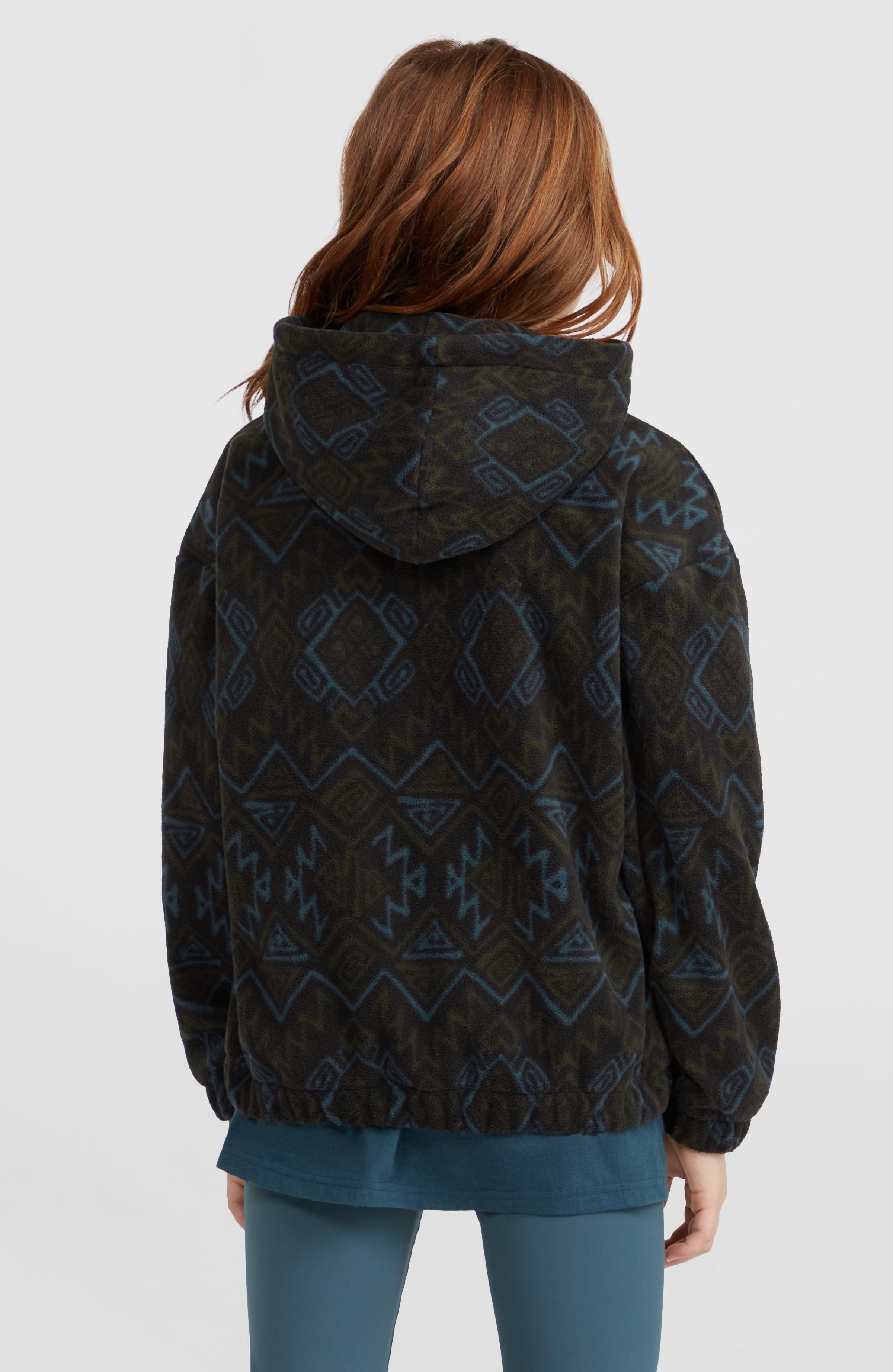 Superfleece Half-Zip Hoodie Black Retro Ikat