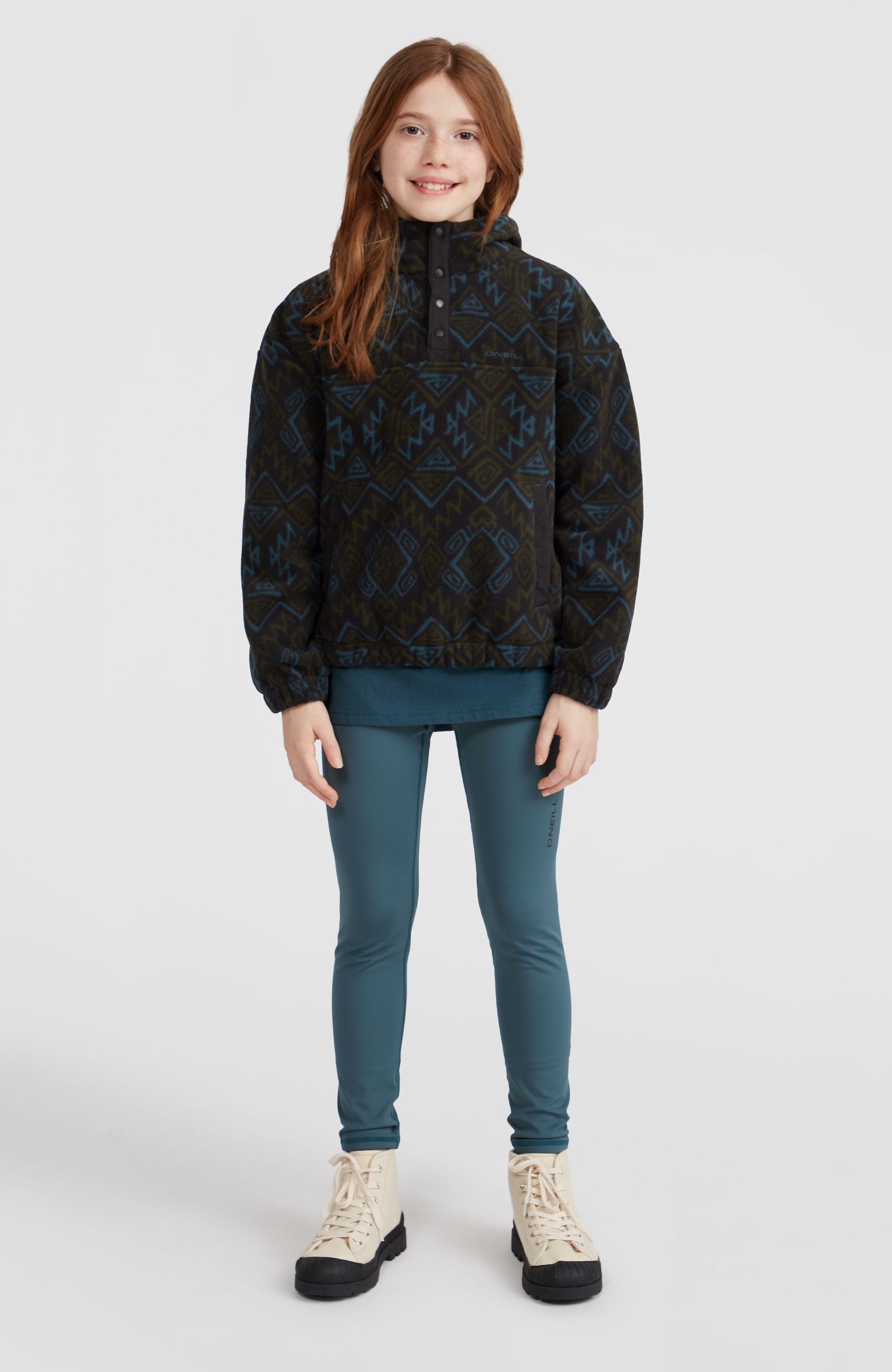 Superfleece Half-Zip Hoodie Black Retro Ikat
