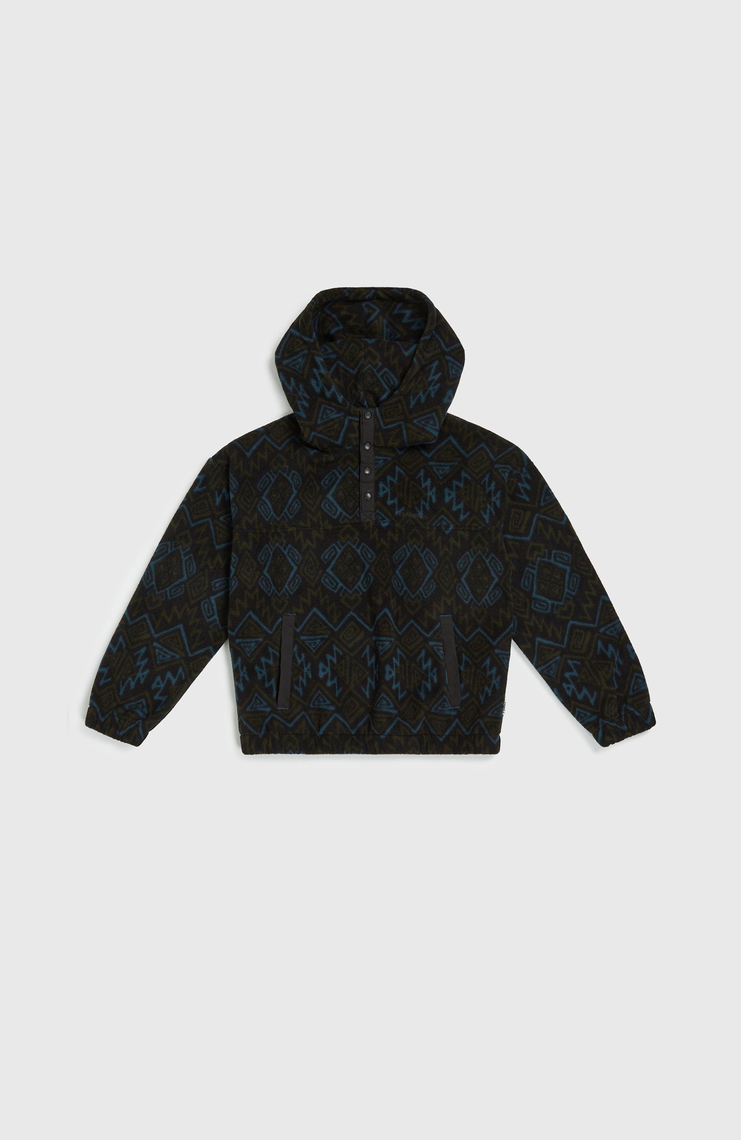 Superfleece Half-Zip Hoodie Black Retro Ikat
