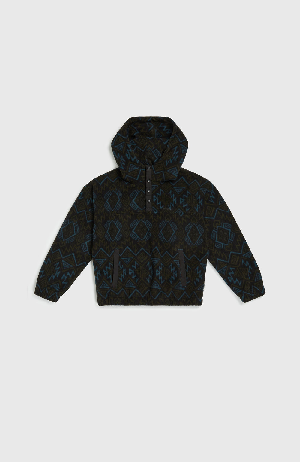 Superfleece Half-Zip Hoodie Black Retro Ikat