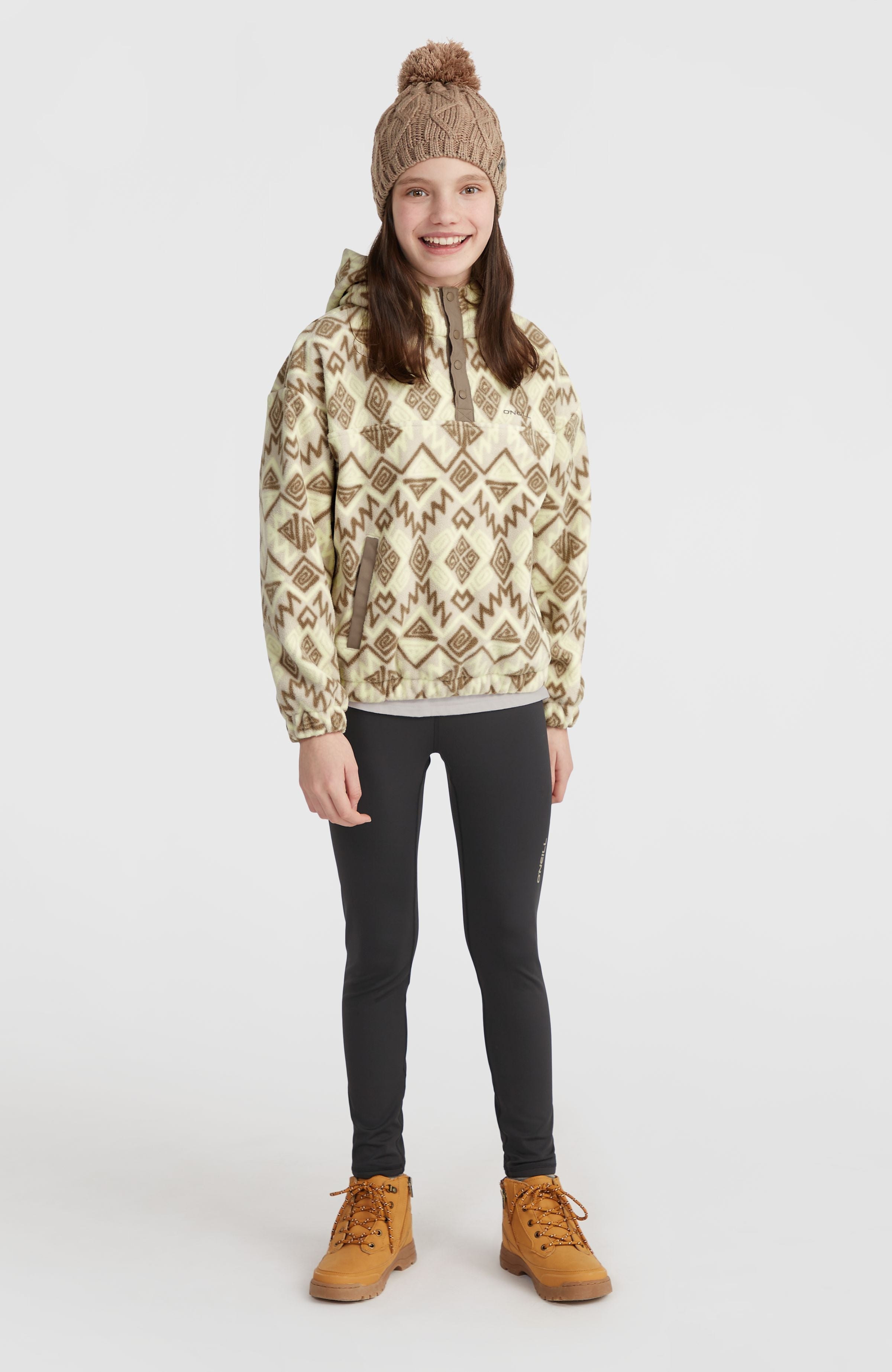 Superfleece Half-Zip Hoodie Grey Retro Ikat